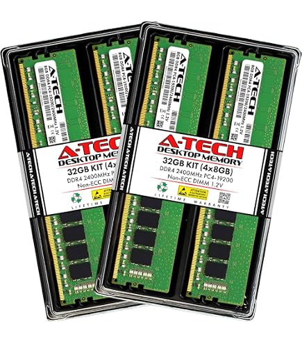 A-Tech 32GB (4x8GB) DDR4 2666 MHz UDIMM PC4-21300 (PC4-2666V) CL19