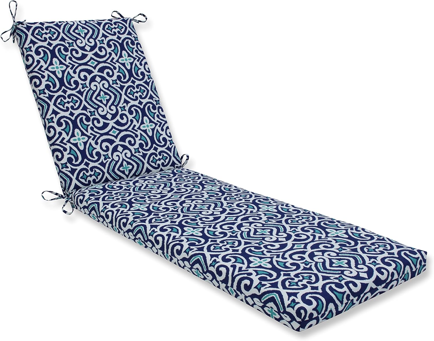 Pillow Perfect Outdoor | Indoor New Damask Marine Squared Corners Chair Cushion,Blue,36.5" x 18": Home & Kitchen