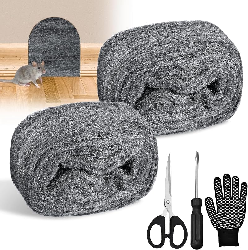 DazSpirit 2 Pcs 3m 0000 Fine Steel Wool Mice Rodent Proofing Kit