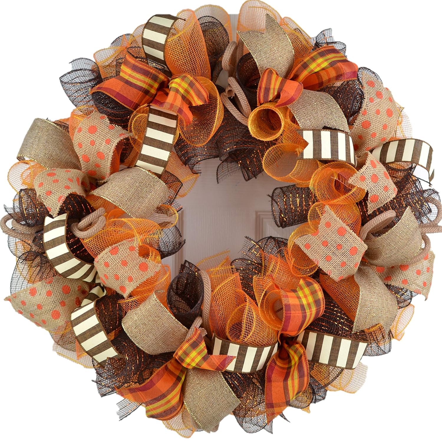 Fall Wreaths for Front Door Burlap Thanksgiving Deco Mesh
