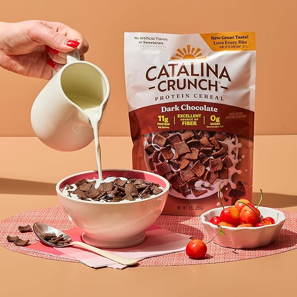 CATALINA CRUNCH PROTEIN CEREAL – SUGAR FREE BREAKFAST CEREAL WITH 11G OF PROTEIN – GLUTEN FREE – DARK CHOCOLATE – 9 OZ. BAG (PACK OF 1)