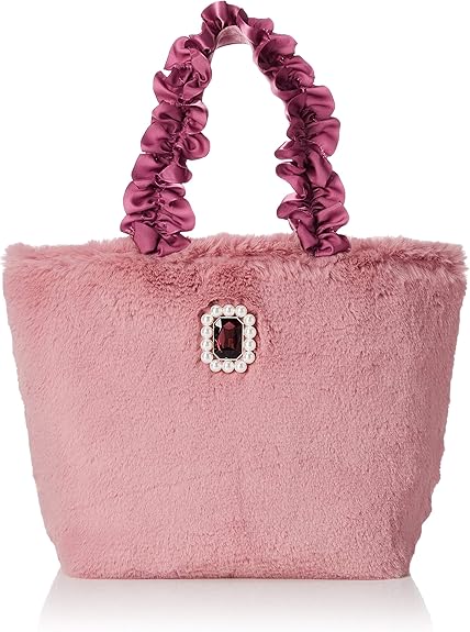 Amazon メゾン ド フルール ビッグビジューファーフリルトートバッグ 8a94f0j0400 ピンク トートバッグ