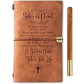 InnoBeta Sister in Christ Gifts for Women, Sisters in Christ Journal and Pen Vegan Leather with Faith Message Refillable Notebook, Sketchbook, Travel Diary, 7.8x5 Inches