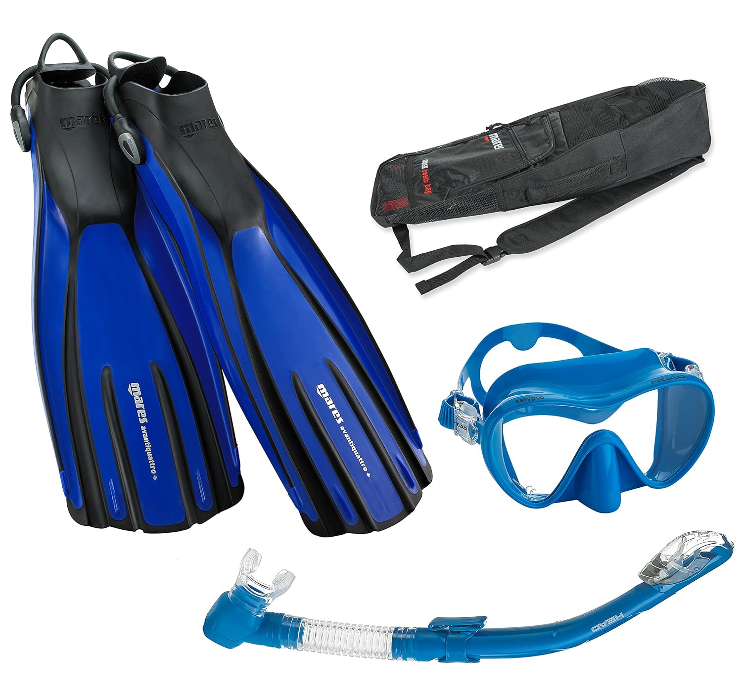 Mares Avanti Quattro Plus Fin Calypso Mask Dry Snorkel Set with Gear