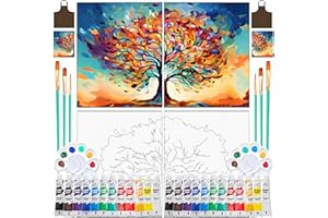 QUANWAISJ 2 Pack Sip and Paint kit for Adults,Couples Painting kit Date Night, 8×10 Pre-Drawn Canvas to Paint for Adults, Painting Date Night Party Supplies (Tree of Life)