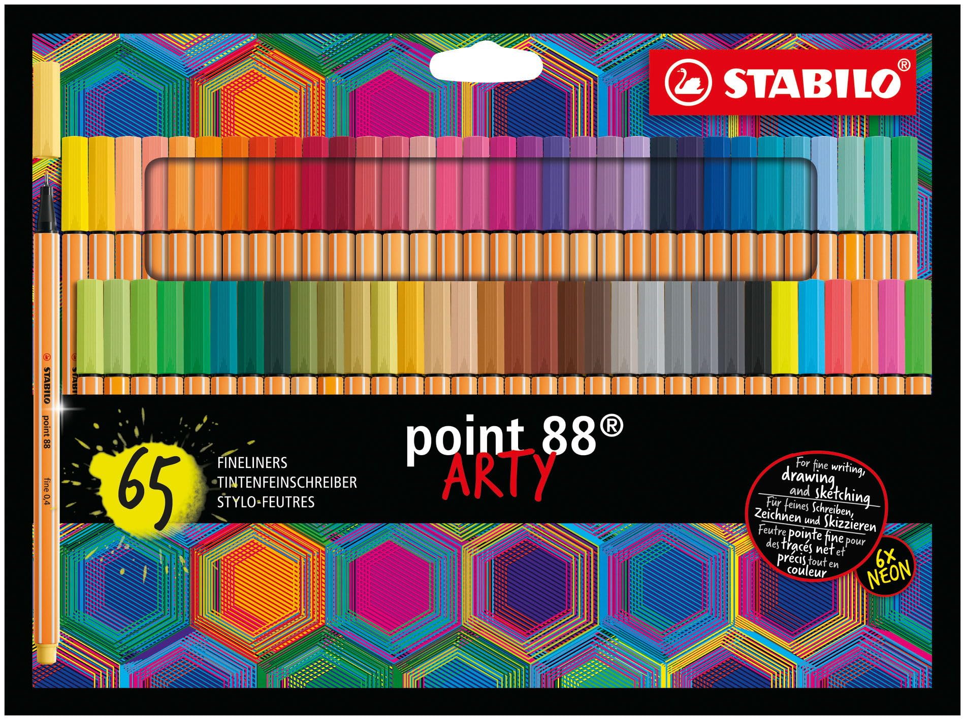 STABILO point 88 - Fineliner - ARTY - Pack of 65 - Assorted Colours