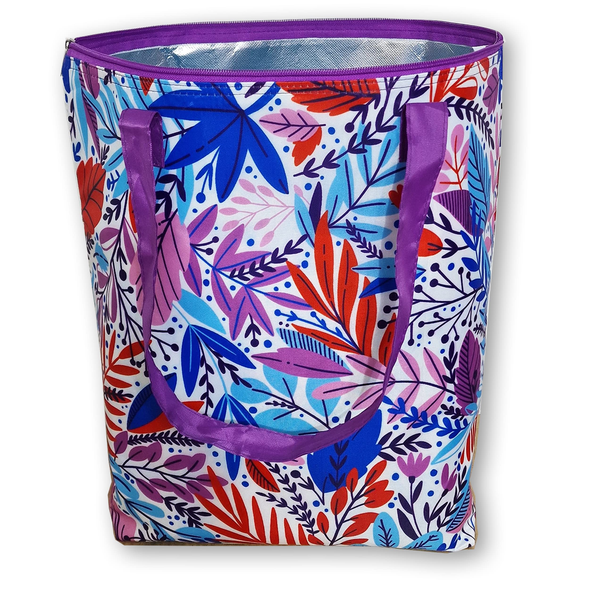 PromotionGift - Reusable Foldable Cooler, Shopping, Beach Bag Light and Durable, with Inner Aluminium Lining for Perfect Cooling Function - 25L (bright flowers II) โ image 1