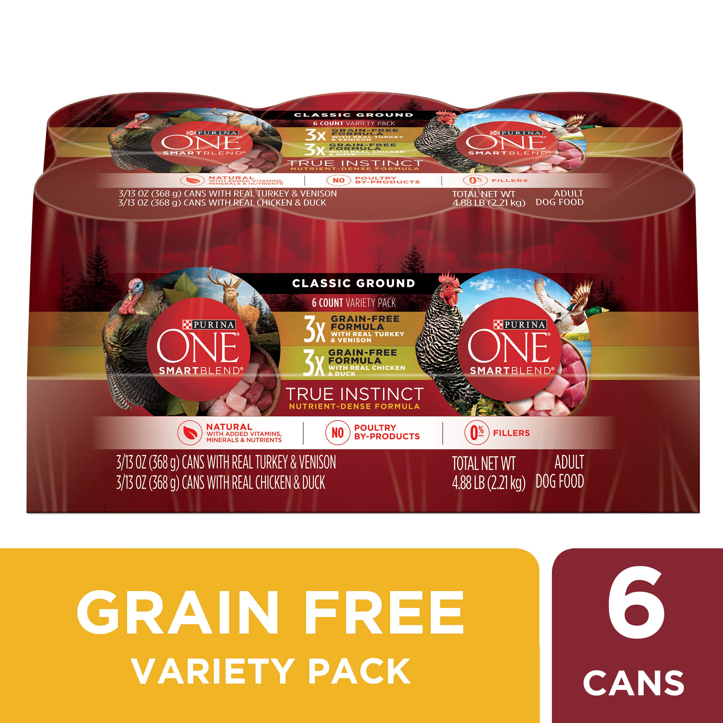 Purina ONE Grain Free, Natural Pate Wet Dog Food Variety Pack