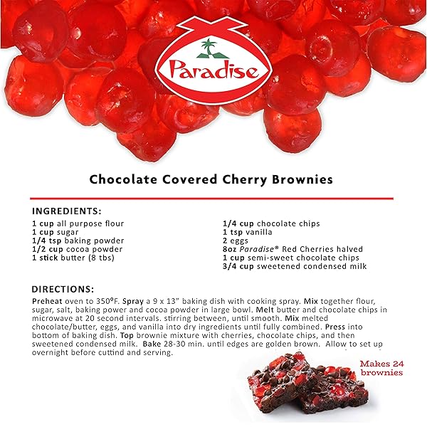 PARADISE RED CHERRIES, 8 OUNCE