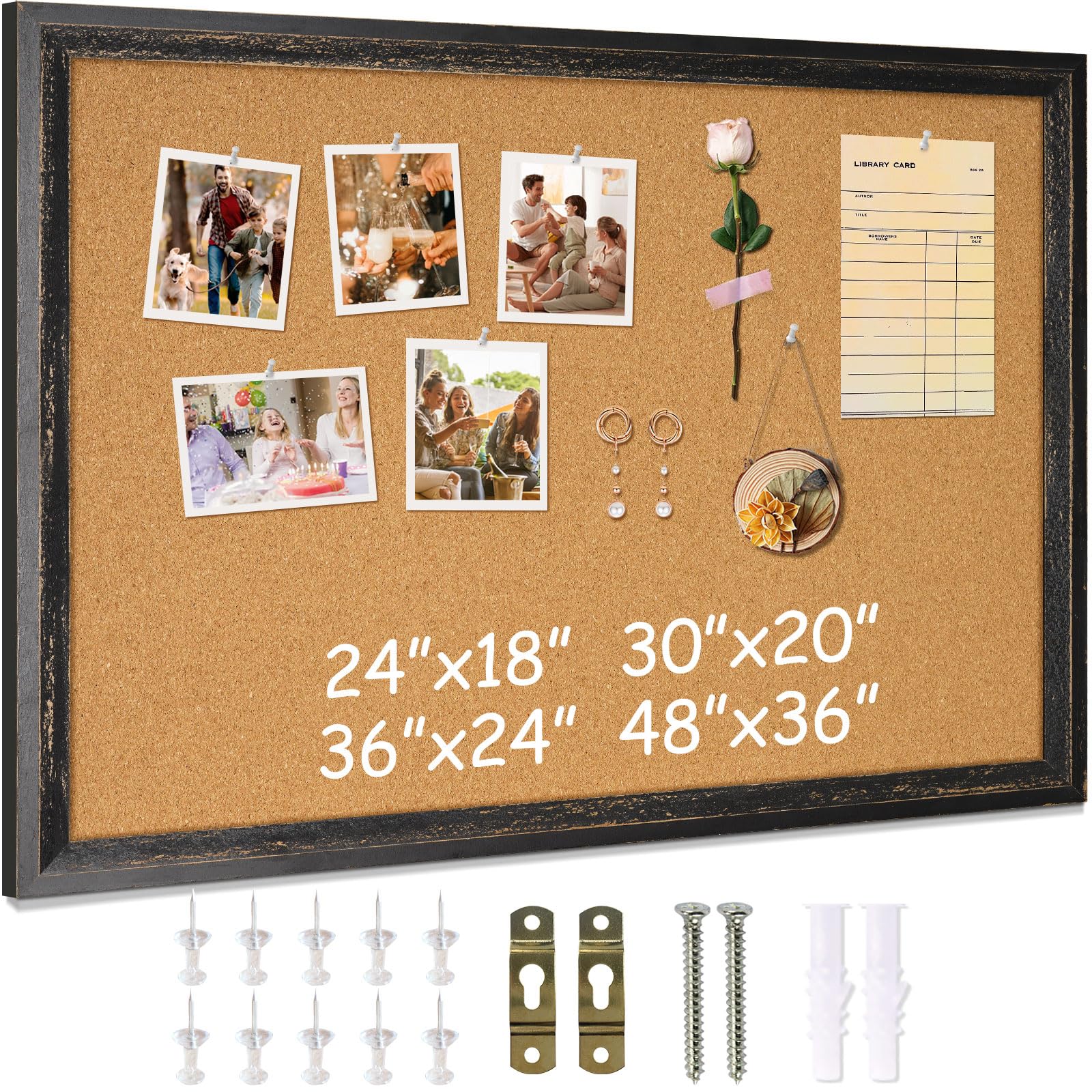 DOLLAR BOSS Large Cork Board for Wall - 48 X 36 Inches, Rustic Wooden Frame Large Bulletin Board, Decorative Hanging Pin Board for Office & Home Decor, Black Image DOLLAR BOSS Large Cork Board for Wall - 48 X 36 Inches, Rustic Wooden Frame Large Bulletin Board, Decorative Hanging Pin Board for Office & Home Decor, Black Image