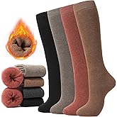 MIREAZW Warm Knee High Socks for Women,Cotton Thermal Sock for Skiing Hiking Gifts Boot Socks for Winter
