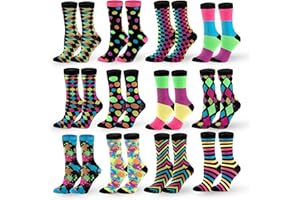 JOYIN 12 PCS Christmas Socks Women Colorful Funky Paint Splash Patterned Crew Socks for Christmas, Holiday or Birthday Gift