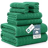 Casa Platino 100% Mercerized Cotton Bathroom Towel Set - 8 Pieces, Hotel Quality - Super Soft & Highly Absorbent - Ring Spun - 2 Large Bath Towels, 4 Washcloths, 2 Hand Towels - Family Pack - Emerald