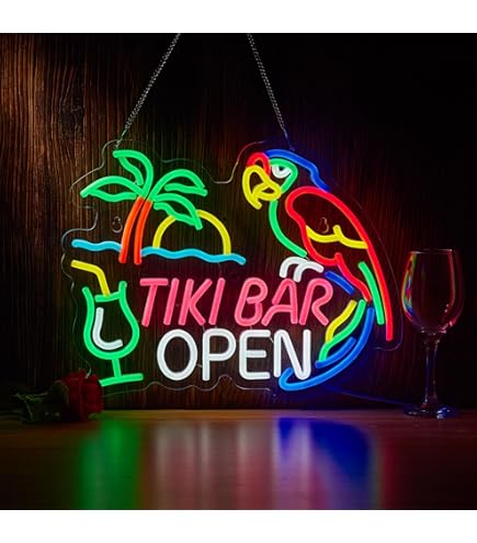 オーダーメイド　ネオンサイン TIKI BAR 看板　ネオン管　BAR ガレージ Amazon | ティキ ネオン 看板 TIKI BAR ハワイ ネオン管 ホットロッド