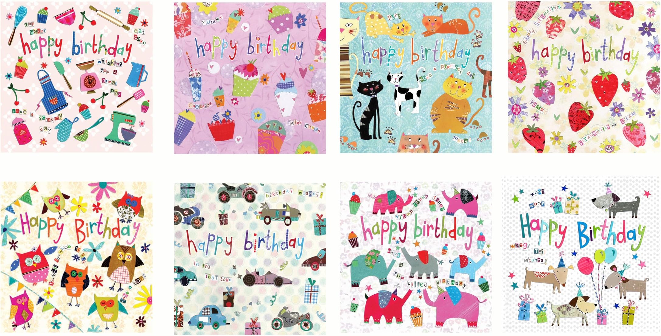 Mixed pack of 8 Birthday cards