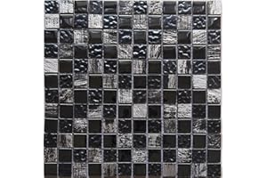 Simple Tile - Glass and Stone Mosaic Tile for Kitchen Backsplash, Bathroom Shower Wall, Etc, Mini Teseo Collection, Mixed Squ