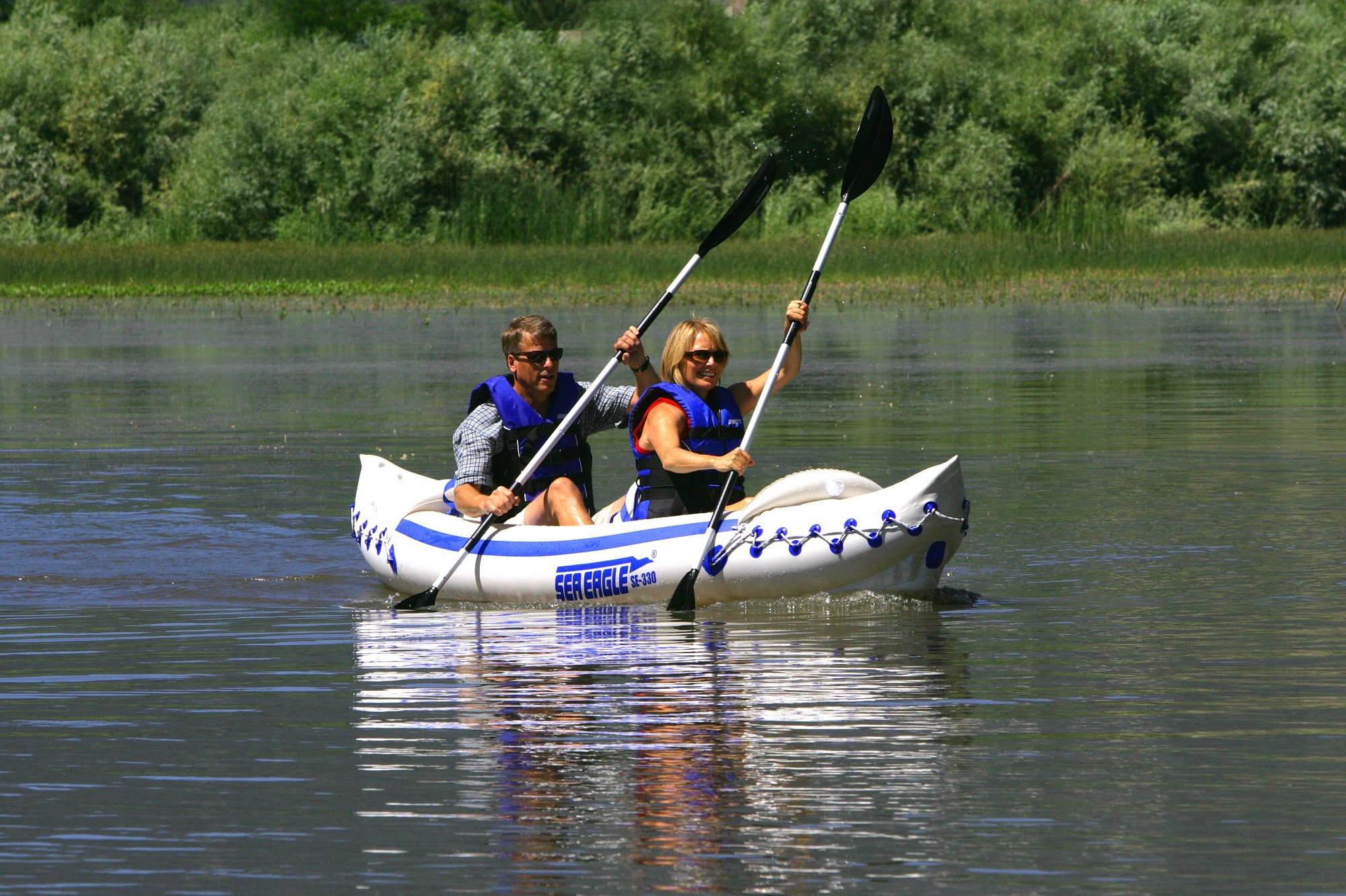 Sea Eagle 2 Person Inflatable Sport Kayak Canoe Boat with Pump and Oars