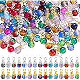 COGCHARGER 150Pcs Crystal Dangle Charms for Jewelry Making Crackle Bulk Small Cute Charms Glass Beads Pendants with Silver Gold Caps for Earring Necklace Bracelet DIY Supplies