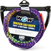 WOW Sports Towing Rope for Wakeboard, Water Ski and Wakesurf, 5-Section Rope, 75'