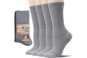 TOUGH LAND Toughland Alpaca Wool Socks for Men and Women - Non-Itchy, Full Cushion Warm Crew Socks - for Cold Weather, Hiking