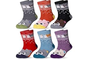 Eocom Kids Wool Socks For Boys Girls Warm Hiking Thermal Winter Cozy Soft Thick Toddlers Crew Boot Socks 6 Pairs