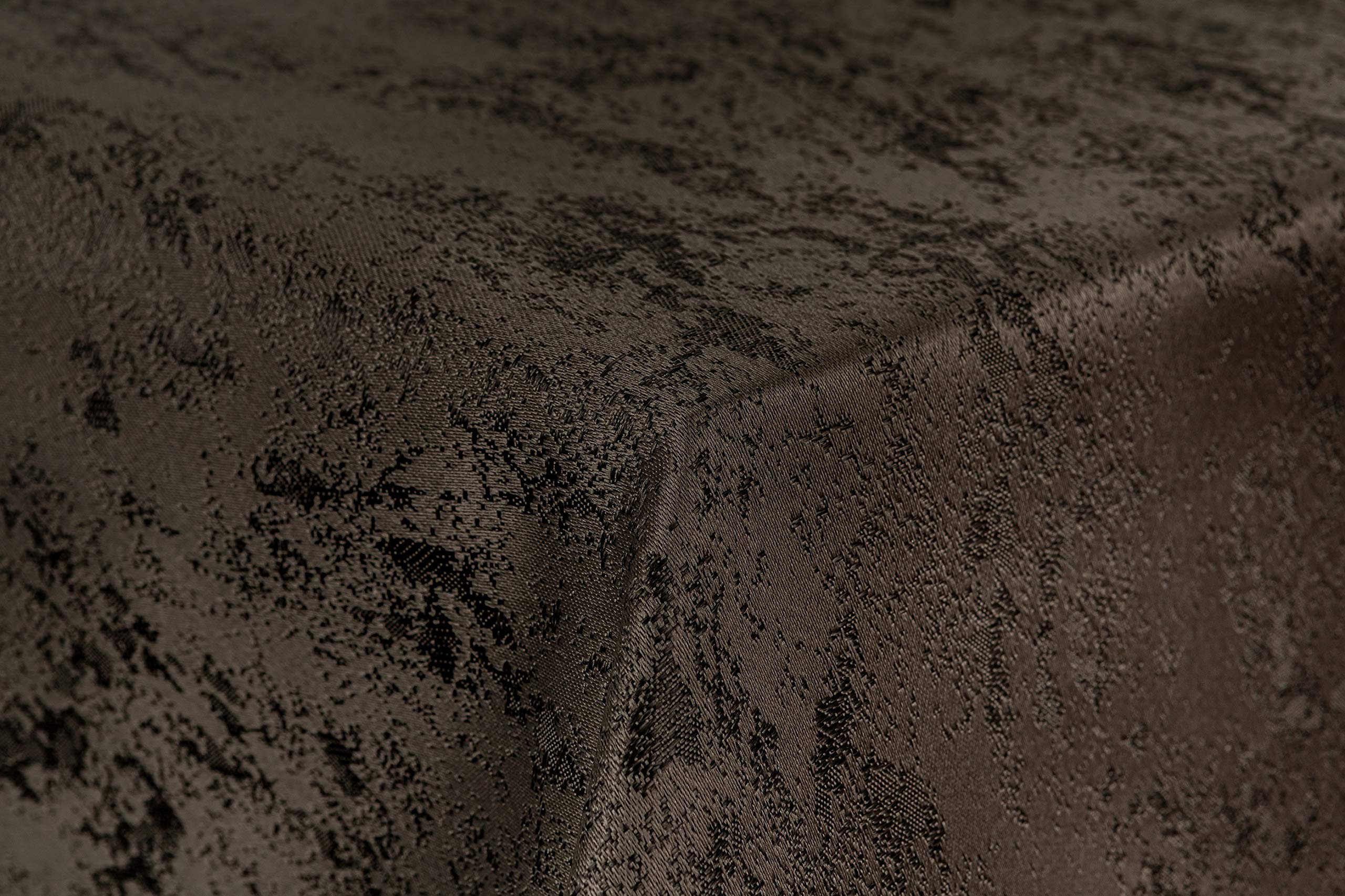 First-Tex tablecloth damask jacquard brilliant mottled 130x260 square in dark brown with straight hem edge