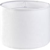 GO&amp;SO White Textured Drum lampshade Medium Lamp Shade 13" Top x 13" Bottom x 10" High (Spider) Modern Linen Lamp Shades for Table Lamp Bedside Lamp Natural Linen Replacement Assembly is Required