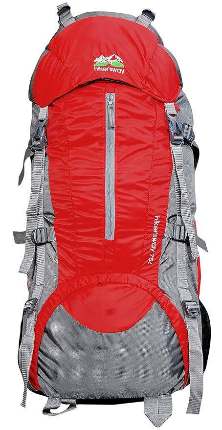 Hikers way 75 Ltrs Red Rucksack Backpacks Travel Bag Hiking Bag Camping Bag Trekking Bags with Waterproof Compartment & Rain Cover (HW-7501Red1)