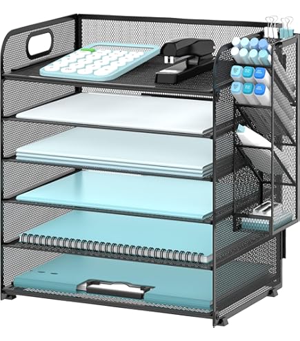 Marbrasse Bureau Organizer met Ordnerhouder, 5 Lagen Brievenbakje