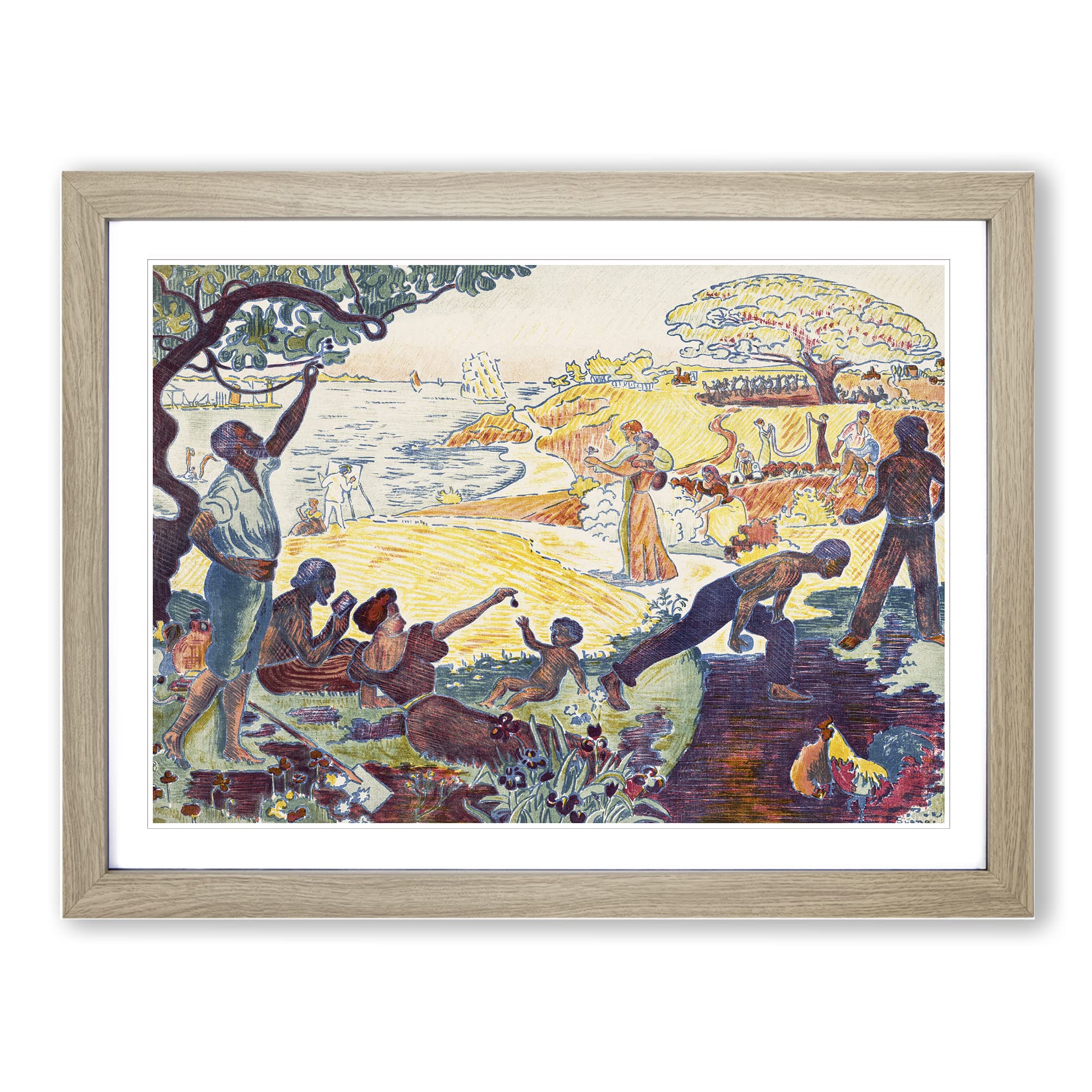 Harmonious Times By Paul Signac Classic Painting Framed Print | A3 Oak Framed Wall Art | Ready to Hang | Classic Historical Picture | Living Room Bedroom Lounge Office