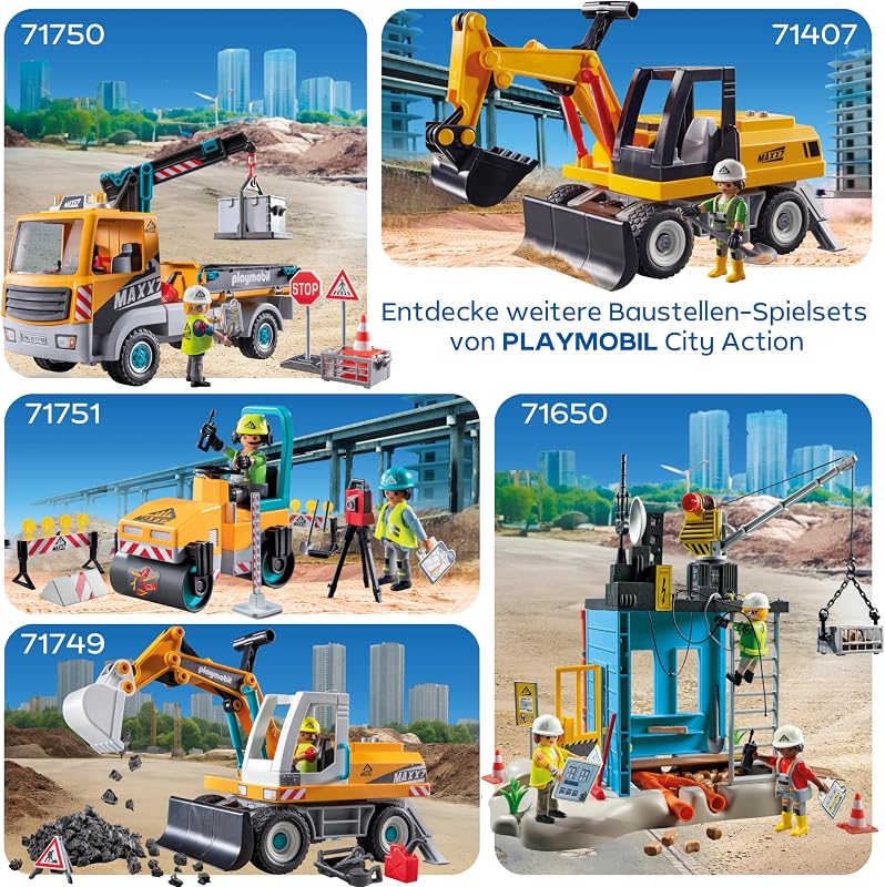 | City Action | Straßenbaustelle | Baustellenspielzeug | Baustellen Spielset | Spielzeug für Kinder ab 4 Jahren | 71751