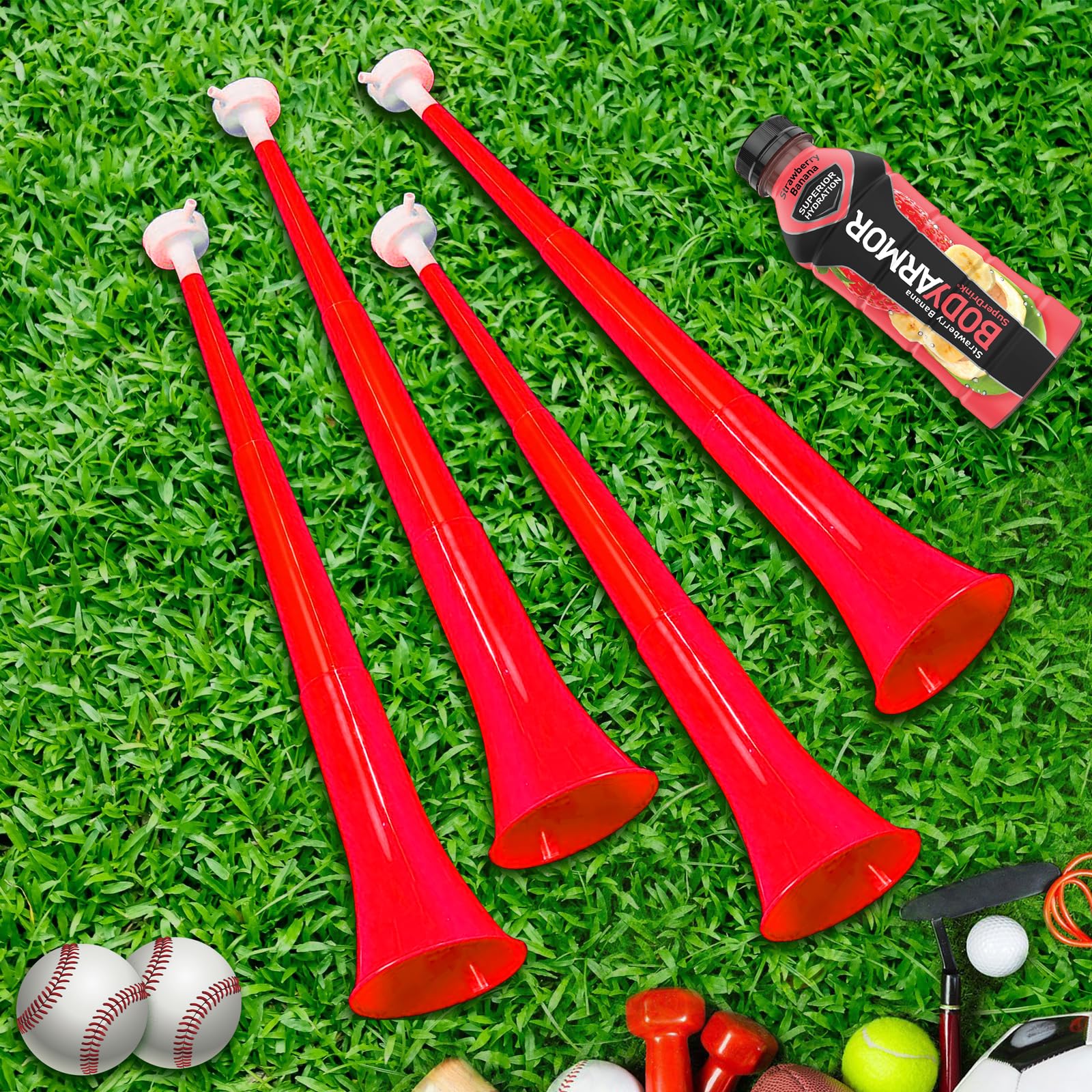 Collapsible Stadium Horn 24 Inch Vuvuzela Plastic Trumpet Horn Blow Horn Noisemakers Loud Sound Soccer Horn Cheer Horn for Sporting Events Graduation Games School Party Supplies Favors Accessories