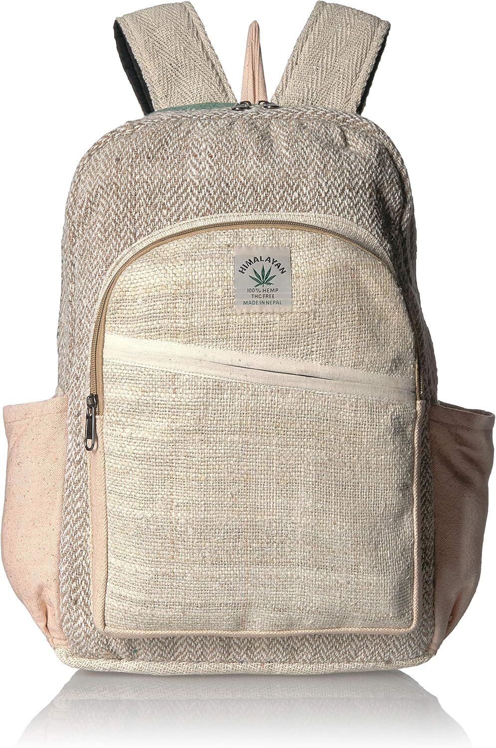 100% Pure Hemp Multi Color Backpack Handmade Nepal with Laptop Sleeve - Fashion Cute Travel School College Shoulder Bag/Bookbags/Daypack