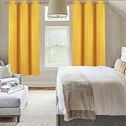 Diraysid Yellow Grommet Blackout Curtains for