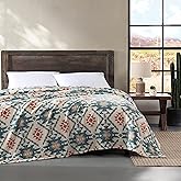 Wrangler - King Size Blanket, Super Soft & Reversible Plush Fleece Bedding, Throw Blanket for Couch or Bed (Dakota Blue)
