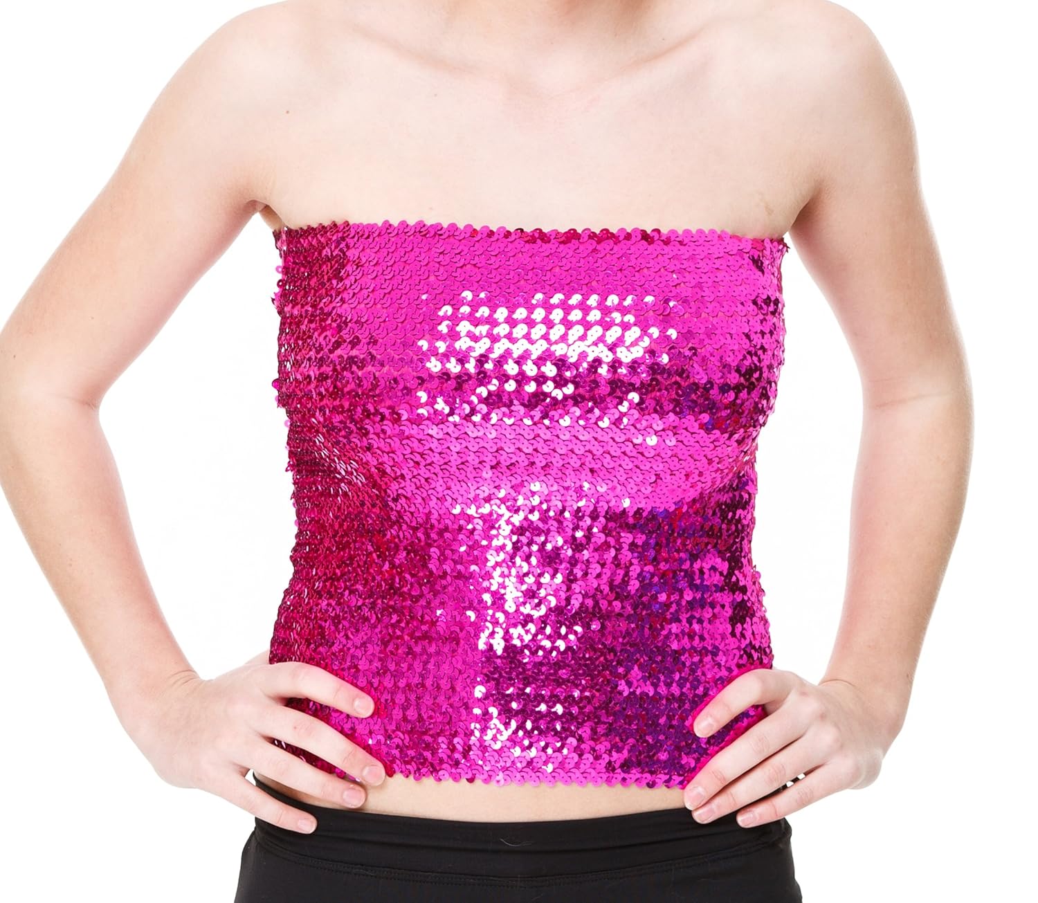 Sequin Tube Top Skirt Glitter Disco Retro Sparkly Boob Tube Bandeau