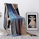 Edcooy Boho Chair Cover Colorful Chenille Tassels Hippie Throw Blanket for Couch Bed Sofa Recliner Loveseat, Blanket for Bohemian Living Room Decor Purple(60"*75")