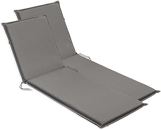 sleepling Outdoor 193932 2er Set Auflage Polster Gartenliege 190 x 58 x 6 cm, anthrazitgrau
