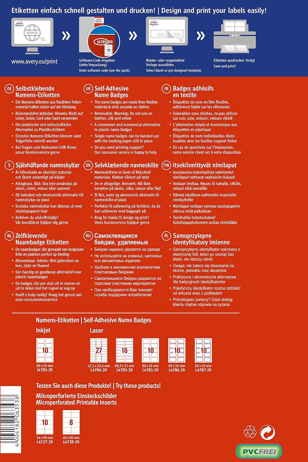 Avery Zweckform J4882-20 Name Labels (200 Name Stickers, 85 x 50 mm on A4, Self-Adhesive - Image 3