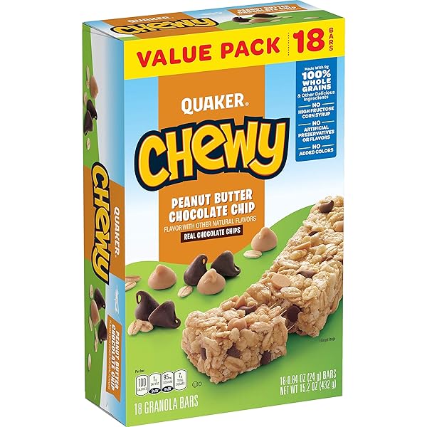 QUAKER CHEWY PEANUT BUTTER CHOCOLATE CHIP GRANOLA BARS, 15.2 OZ