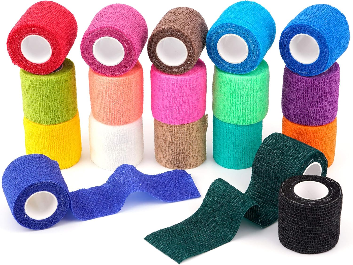 18 Pack Self Adherent Cohesive Wrap Bandages 2 Inches X 5 Yards,Self Adhesive Bandage,First Aid Tape,Elastic Self Adhesive Tape,Athletic,Sports wrap Tape,Bandages Wrap for Sports,Wrist,Ankle,18colors: Health & Personal Care