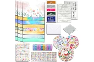 FEVANLION Card Making Supplies, Card Making Kit For Adults And Kids, 32 Blank Greeting Cards & Envelopes With Reusable Stamps DIY Greeting Card Set - Thank You Birthday Mother's Day Christmas Congradulation