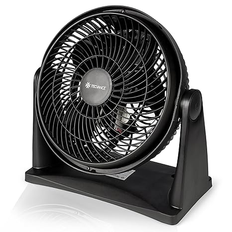 Tecvance Tischventilator in schwarz, Wandventilator , Ventilator mini, kraftvoll mit 2 Geschwindigkeitsstufen und verstellbar