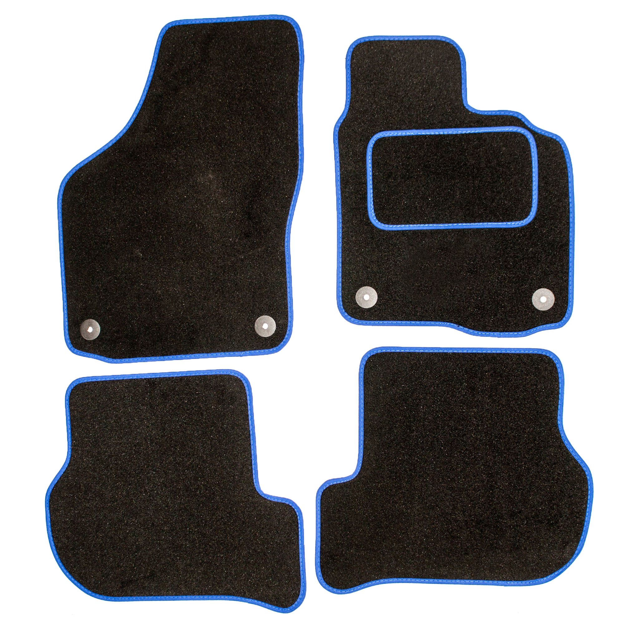 Sakura WW0325BU Car Mats with Drivers Side Rubber Heel Pad, Black/Blue Trim