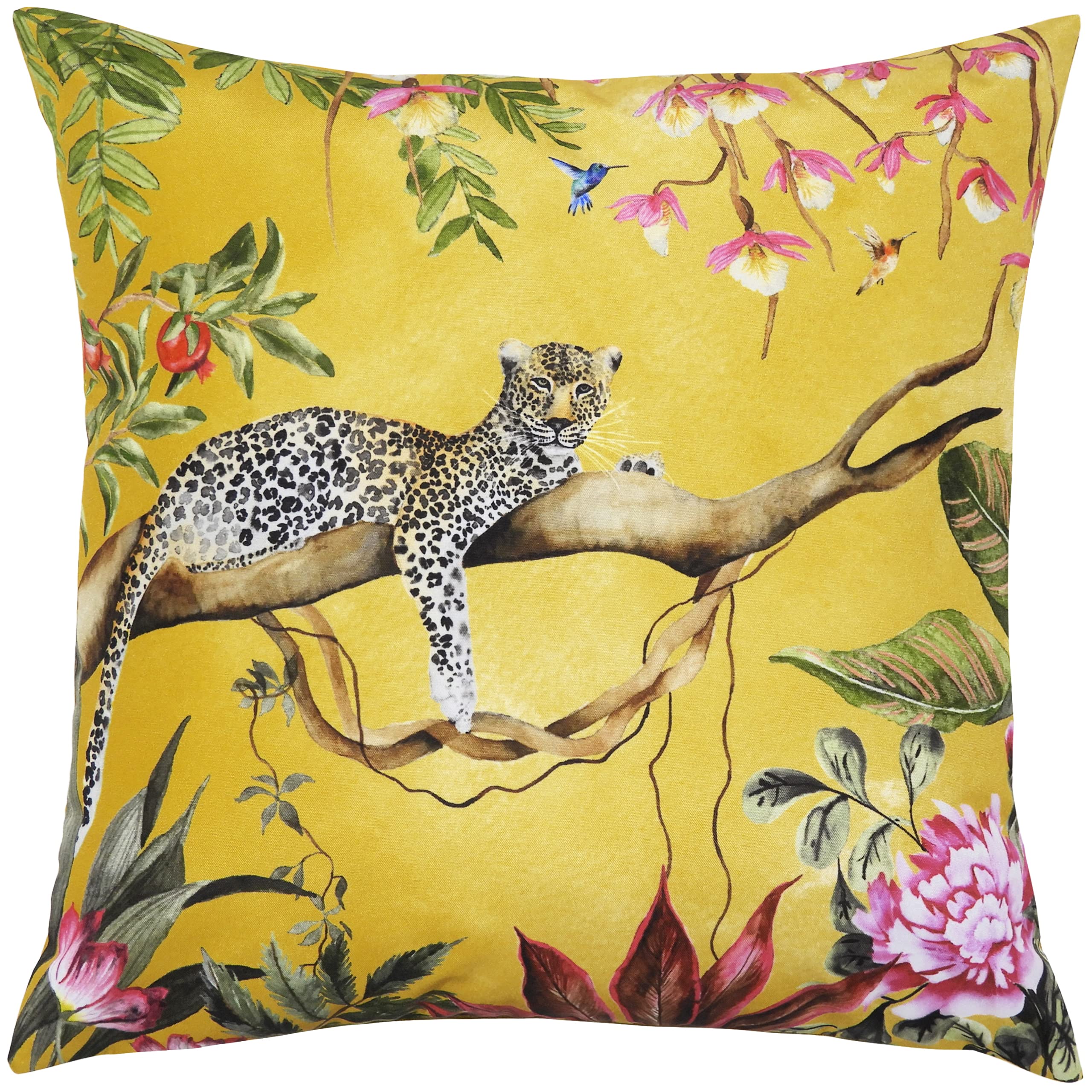 Evans Lichfield Leopard Outdoor Cushion Cover, Gold, 43 x 43cm