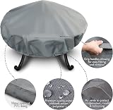 LIVIVO Round Fire Pit Cover 600D Polyester with Air Vents & Elastic Hem view 3