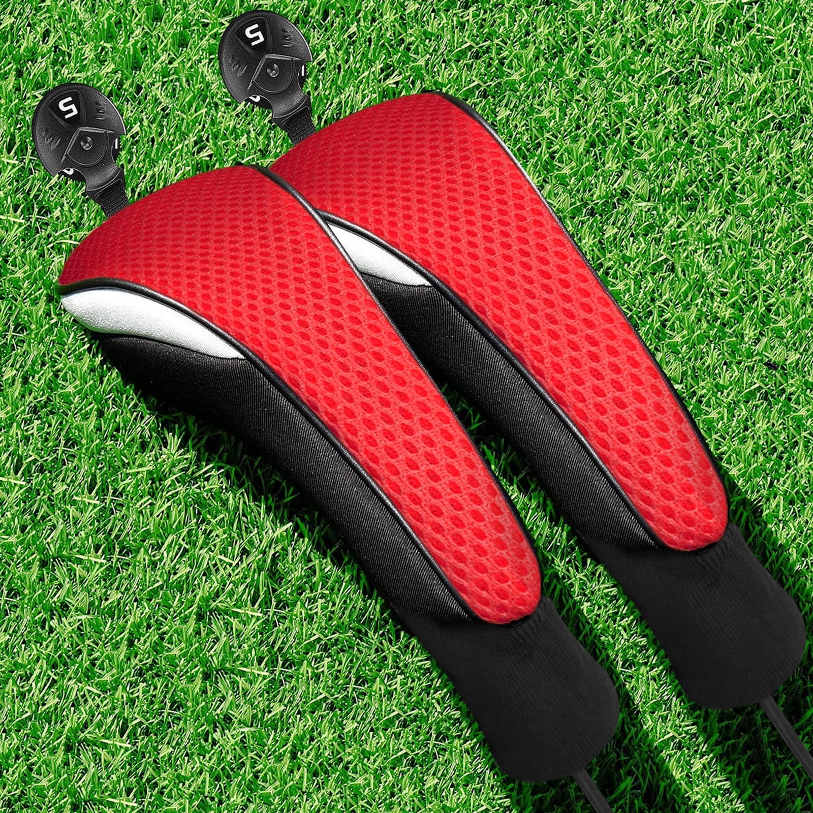 Golf Woods Club Head Covers Hybrid 2/3 Pack With Gift Box, Golf Head Covers 3 5 X With interchangeable Number Tag for Men Women (Red 2pcs)