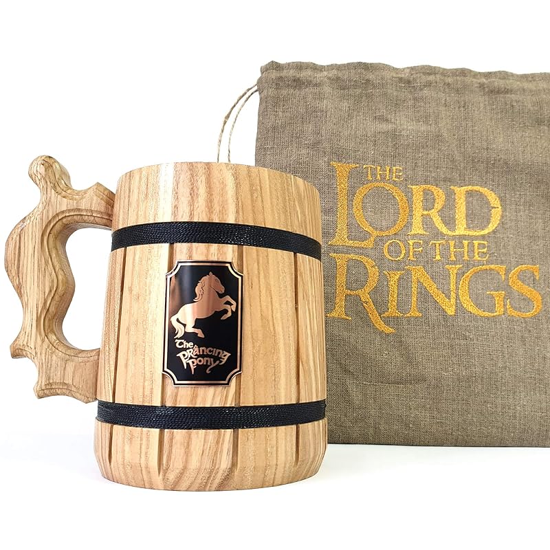 Prancing Pony Mug, LOTR Gift, The Prancing Pony Wooden Beer