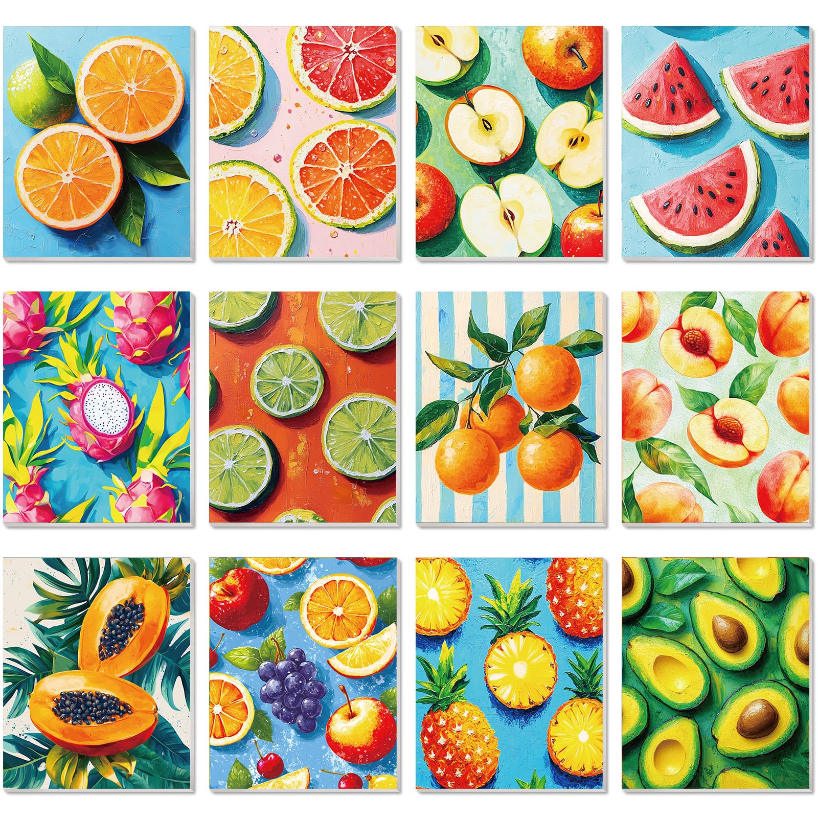 Photo 1 of Engrowtic 12 Pcs 8 x 10'' Green Plants Flower Pre Drawn Canvas to Paint Pre Printed Sketched Canvas for Adult Ladies Paint Art Party Favor Board Set for Valentine Craft (Fruit Style)