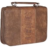 Christian Art Gifts Men's Classic Bible Cover Trust in The Lord Proverbs 3:5, Brown Faux Leather, Large